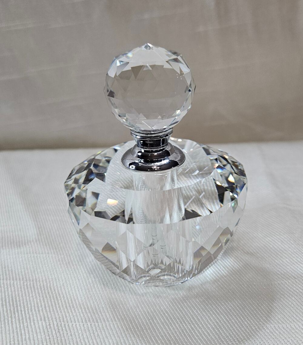 Simon Designs Faceted Crystal 3 Inch Round- Shape Perfume Bottle